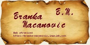 Branka Macanović vizit kartica